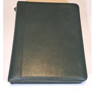 Franklin Covey Forest Green Pebbled Leather Zip Around 7 Ring Personal Organizer